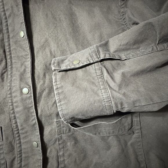 Old Navy Women’s Plus Size 2X Brown Canvas Barn Jacket Zip Snap Corduroy - Picture 4 of 9